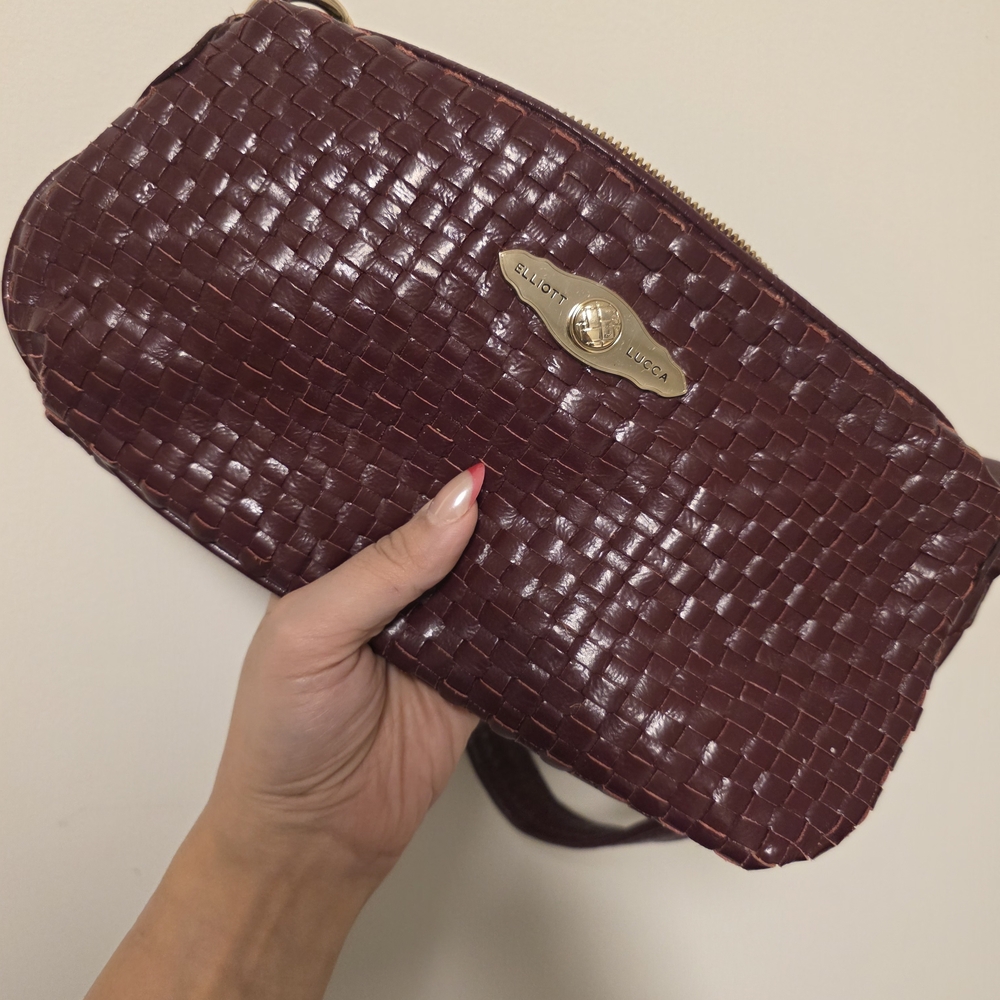 Elliott Lucca Maroon Woven Clutch